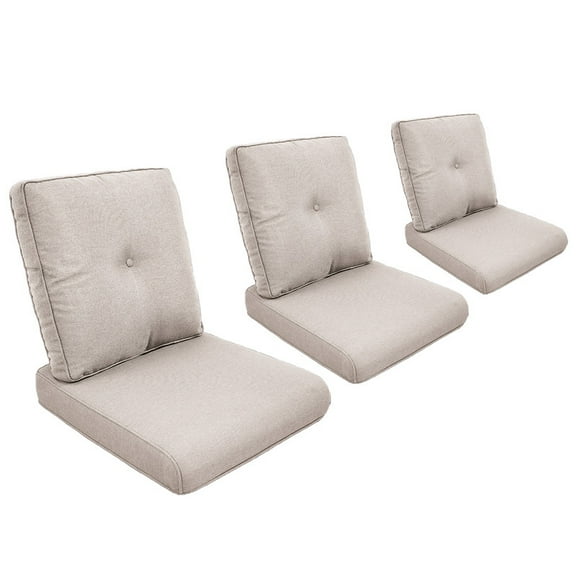 POCASSY Patio Furniture Cushions Set of 3, 22.5"*22.5" Outdoor Cushion for Patio Furniture, Water Resistant, Fade Resistant, Deep Seat and High Back Cushion for Chair, Sofa, and Couch, Beige