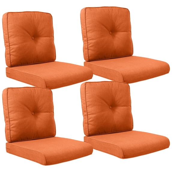 POCASSY Patio Furniture Cushions Set of 4, 22.5"*22.5" Outdoor Cushion for Patio Furniture, Water Resistant, Fade Resistant, Deep Seat and High Back Cushion for Chair, Sofa, and Couch, Orange