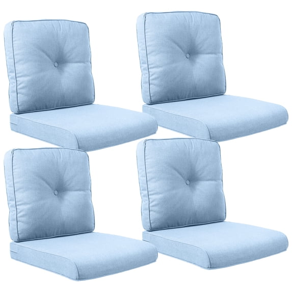 POCASSY Patio Furniture Cushions Set of 4, 22.5"*22.5" Outdoor Cushion for Patio Furniture, Water Resistant, Fade Resistant, Deep Seat and High Back Cushion for Chair, Sofa, and Couch, Baby Blue