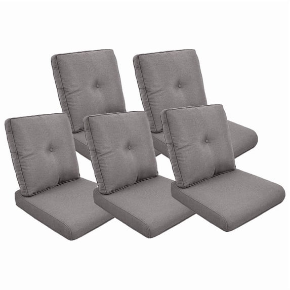 POCASSY Patio Furniture Cushions Set of 5, 22.5"*22.5" Outdoor Cushion for Patio Furniture, Water Resistant, Fade Resistant, Deep Seat and High Back Cushion for Chair, Sofa, and Couch, Gray