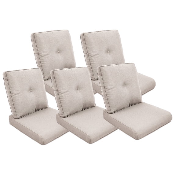 POCASSY Patio Furniture Cushions Set of 5, 22.5"*22.5" Outdoor Cushion for Patio Furniture, Water Resistant, Fade Resistant, Deep Seat and High Back Cushion for Chair, Sofa, and Couch, Beige