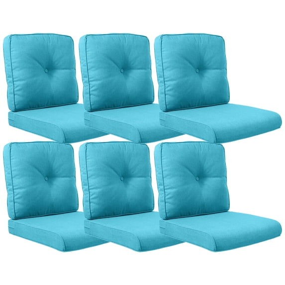 POCASSY Patio Furniture Cushions Set of 6, 22.5"*22.5" Outdoor Cushion for Patio Furniture, Water Resistant, Fade Resistant, Deep Seat and High Back Cushion for Chair, Sofa, and Couch, Turquoise