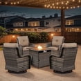 thumbnail image 1 of POCASSY Patio Furniture Set with 30" Propane Fire Pit Table, Patio Swivel Rocking Glider Chairs Set of 4 with Gray Wicker and Square Firepit Table for Garden Balcony Porch - Gray/Gray, 1 of 13