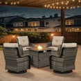 thumbnail image 1 of POCASSY Patio Furniture Set with 30" Propane Fire Pit Table, Patio Swivel Rocking Glider Chairs Set of 4 with Gray Wicker and Square Firepit Table for Garden Balcony Porch - Gray/Beige, 1 of 13
