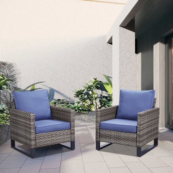 POCASSY Patio Lounge Accent Chair with Cushions - 2PCS, Gray Rattan