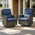 thumbnail image 1 of POCASSY Patio Swivel Chairs, Outdoor Wicker Swivel Glider Rocking Chairs with High Back and Thick Cushions for Porch Deck - Set of 2, Blue, 1 of 9