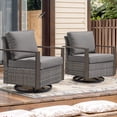 thumbnail image 1 of POCASSY Patio Swivel Chairs Set of 2, Outdoor Rocking Chairs with Wood Grain Finish Square Armrest All Weather Wicker Glider Rocking Patio Chairs for Porch Deck Balcony, Gray/Gray, 1 of 7
