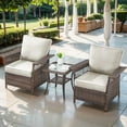 thumbnail image 1 of POCASSY Patio Wicker Chairs Accent Chairs Set with Side Table and Cushion - Outdoor Bistro Set with Outdoor Wicker Club Chairs for Porch Balcony, Beige, 1 of 10