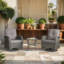 Buenhomino Outdoor Rockers Swivel Glider Set of 4 w Table Gray Wicker Navy Cushions Walmart