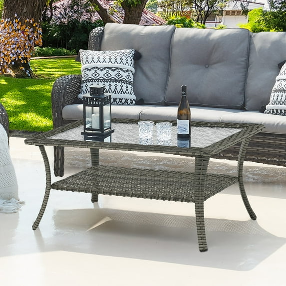 POCASSY Rectangular 40" L x 22" W Outdoor Coffee Table
