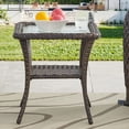thumbnail image 1 of POCASSY Rustic Durable Iron Frame Glass and Iron Square End Table, Brown, 1 of 5