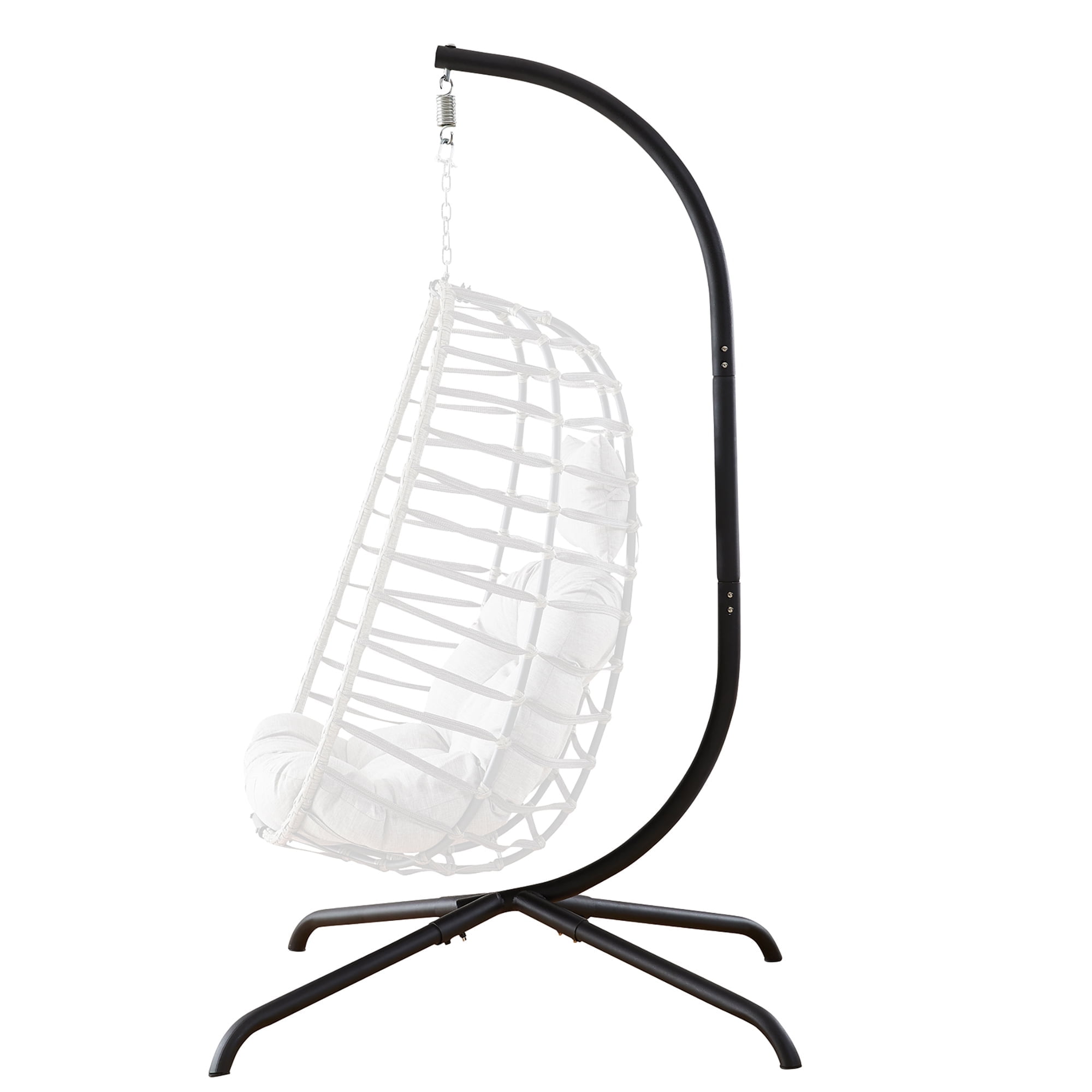 Black Powder-Coated Steel Hammock Chair Stand for Indoor/Outdoor Use