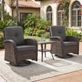 thumbnail image 1 of POCASSY Steel Outdoor Swivel Rocking Chair - Set of 2 with Rattan Side Table, Gray, 1 of 9