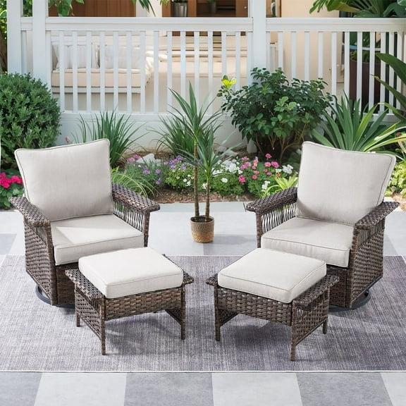 POCASSY Swivel Wicker Outdoor Club Chair Lounge Chair