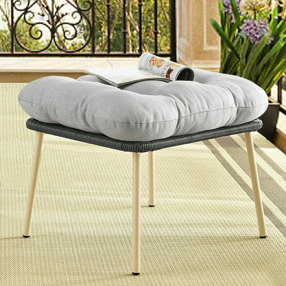 POCASSY Vintage Minimalist Outdoor Ottoman With Cushion