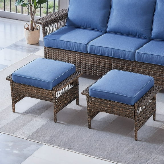 POCASSY Wicker Outdoor Ottoman with Sunbrella® Cushion