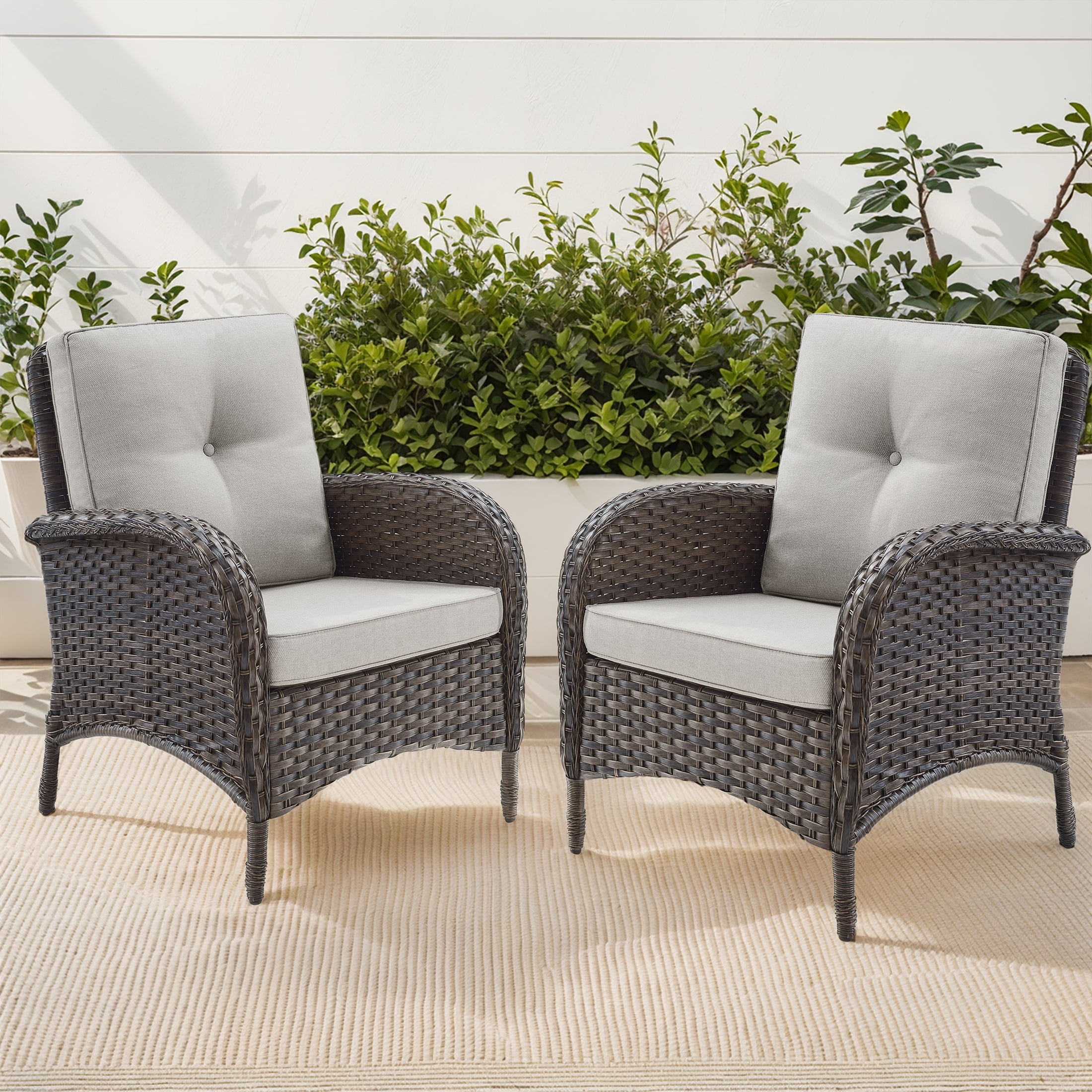 POCASSY Wicker Rattan Patio Chairs Outdoor Lounge Chairs for Outside ...