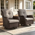 thumbnail image 1 of POCASSY Wicker Rocking Chair Swivel Chairs - 2 Piece Oversized Rocker Patio Accent Chairs Set Rattan Rocking Chair for Outdoor Porch Deck Garden Backyard (Brown/Gray), 1 of 11