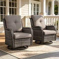 thumbnail image 1 of POCASSY Wicker Rocking Chair Swivel Chairs - 2 Piece Oversized Rocker Patio Accent Chairs Set Rattan Rocking Chair for Outdoor Porch Deck Garden Backyard (Gray/Gray), 1 of 11