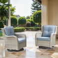 thumbnail image 1 of POCASSY Wicker Rocking Chair Swivel Chairs - 2 Piece Oversized Rocker Patio Accent Chairs Set Rattan Rocking Chair for Outdoor Porch Deck Garden Backyard (Light Gray/Baby Blue), 1 of 9