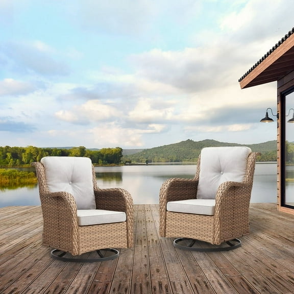 POCASSY Wicker Rattan Swivel Patio Wicker Chairs