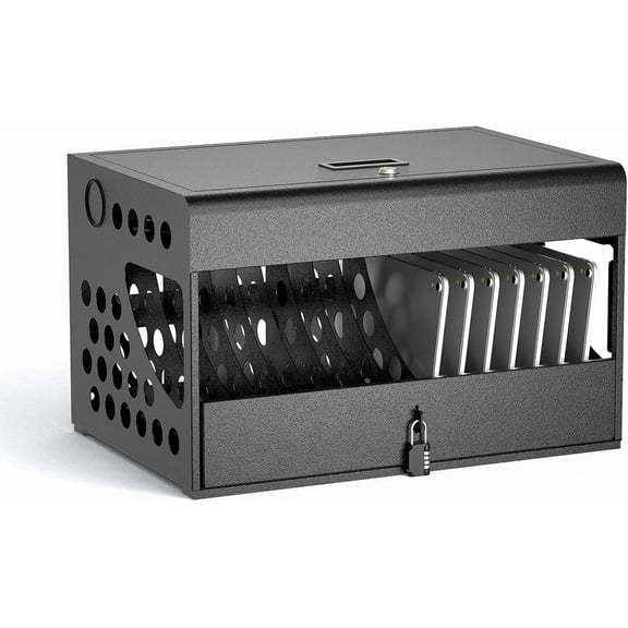 POCHAR 16-Device Chromebook Charging Station for Laptops - Locking Charging Cabinet with Cable Management (Black)