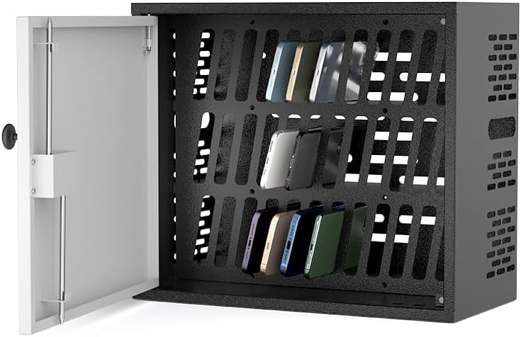 POCHAR 36-Slots Cell Phone Holder for Classroom and Office, Metal Lock Box Storage Cabinet - Phone Caddy with 2 Keys