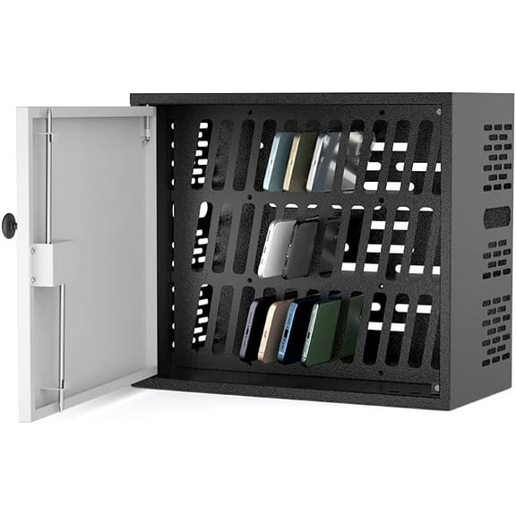 POCHAR 36-Slots Cell Phone Holder for Classroom and Office, Metal Lock Box Storage Cabinet - Phone Caddy with 2 Keys