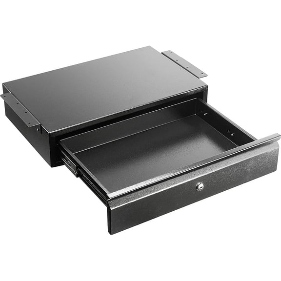 POCHAR 17.75" Steel Under Desk Drawer Slide Out with Lock - Attachable Desk Drawer - Locking Undermount Drawer Slides for Home Office