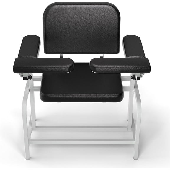 POCHAR Extra Large Padded Phlebotomy Chair with Adjustable Armrest - Blood Drawing Chair for Hospital, Lab, and Medical Facilities (Black)