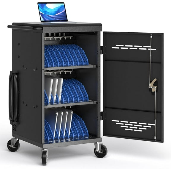 POCHAR Fully Assembled 30 Devices Laptop Charging Station for Chromebook, iPad Up to 14'' - Charging Cart for School Classroom Office