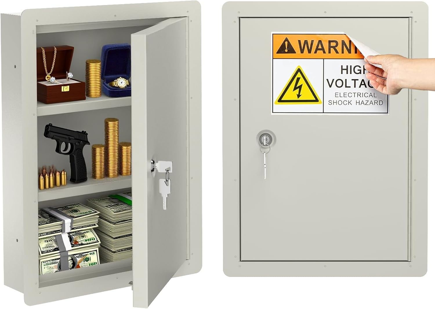 POCHAR In Wall Safe with Key Lock - Hidden Wall Safes Between the Studs for Money Jewelry Cash and Valuables at Home, Business (21" Height)