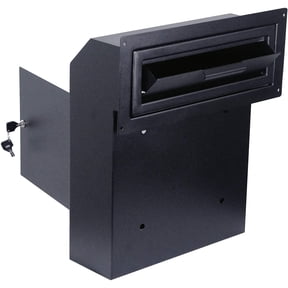 POCHAR Mailbox Slot Drop Box for Mail Delivery, Key Return, Deposit | Door Mount Installation Steel Mailbox with Locking Cabinet | Black