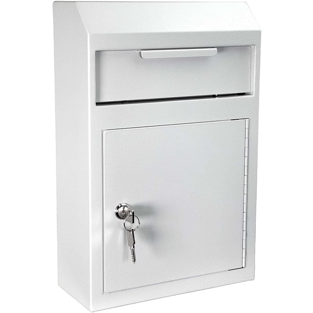 POCHAR Lockable Slot Door Wall-Mount Security Drop Box for Mail, Keys ...