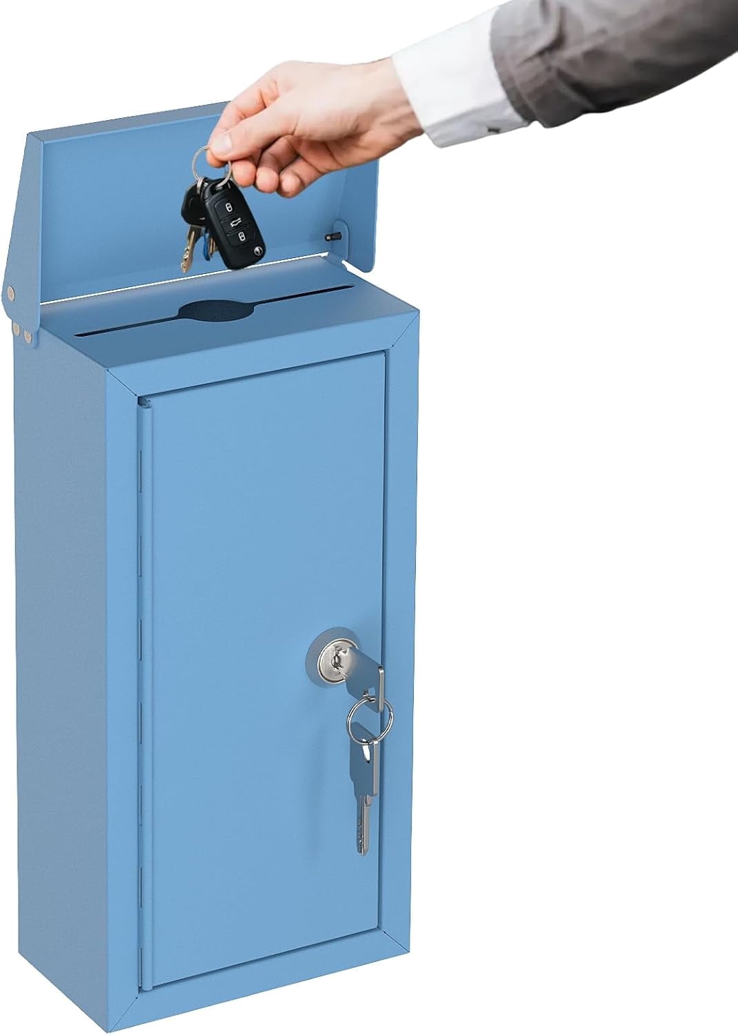 POCHAR Money Cash Key Drop Box Wall Mount with Key, Metal Donation and ...