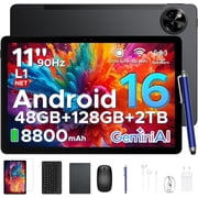 POCKAM Android 16 11 Inch Tablet with Gemini AI, 48GB RAM+128GB ROM/TF 2TB, 90Hz Display,8800mAh ,T7250, 13MP+5MP, 5G WIFI,Tablets with Keyboard, Pen