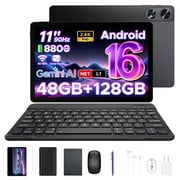 POCKAM Android 16 Tablet, 11 inch Tablet with Gemini AI, 48GB RAM+128GB ROM, 8800mAh,Tablet 2.4K 90Hz, T7250 Octa-Core, 13MP+5MP, 5G WIFI
