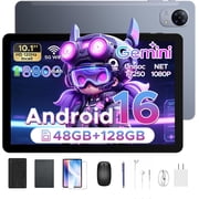POCKAM P10 Pro Android 16 Tablet, 10 Inch Tablets with Gemini AI, 120Hz, 48GB RAM+128GB ROM/2TB, Octa-Core T7250, 8800mAh, 13MP+5MP, 3.5mm Jack, Face ID, GPS, 5G WiFi, Tablet with Keyboard Pen