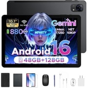 POCKAM P10 Pro Android 16 Tablet, 10 Inch Tablets with Gemini AI, 120Hz, 48GB RAM+128GB ROM/2TB, Octa-Core T7250, 8800mAh, 13MP+5MP, 3.5mm Jack, Face ID, GPS, 5G WiFi, Tablet with Keyboard Pen