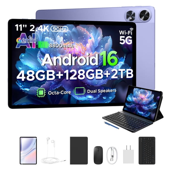 POCKAM P10PRO 10.1 Inch Tablet, Android 16 Tablets with 120Hz Display, 48GB+128GB/2TB, T7250 Octa-Core, 8800mAh, Widevine L1, Gemini AI, 13MP+5MP, 3.5mm Headphone, Tablet with keyboard, Pen