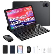 POCKAM P10PRO 10.1 Inch Tablet, Android 16 Tablets with 120Hz Display, 48GB+128GB/2TB, T7250 Octa-Core, 8800mAh, Widevine L1, Gemini AI, 13MP+5MP, 3.5mm Headphone, Tablet with keyboard, Pen