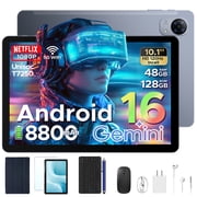 POCKAM P10PRO 10.1 inch Tablet, Android 16 Tablets with 120Hz Display, 48GB+128GB/2TB, T7250 Octa-Core, 8800mAh, Widevine L1, Gemini AI, 13MP+5MP, 3.5mm Headphone, Keyboard, Pen