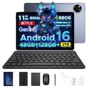 POCKAM P11 Android 16 11 Inch Tablet with Gemini AI, 48GB RAM+128GB ROM/TF 2TB, 90Hz Display,8800mAh ,T7250, 13MP+5MP, 5G WIFI,Tablets with Keyboard, Pen