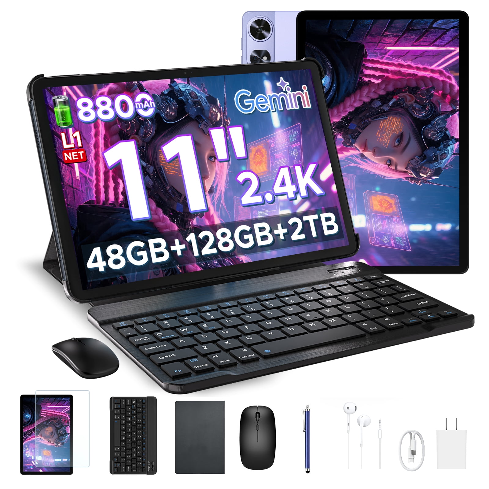 POCKAM Android 16 Tablet, 11 inch Tablet with Gemini AI, 48GB RAM+