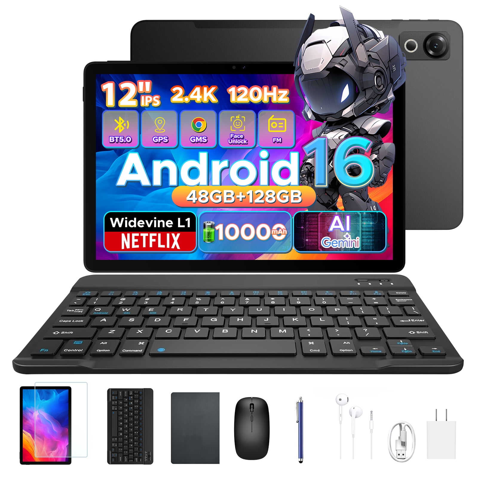 POCKAM P12 2026 Latest Android 16 Tablet, Gemini AI, 12 Inch 