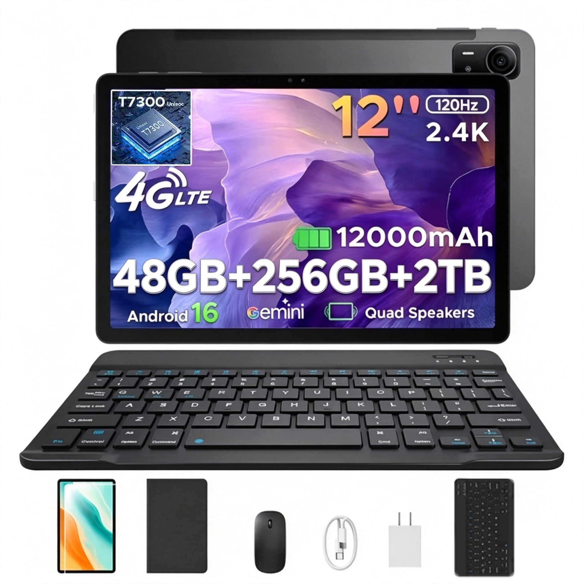 POCKAM P12 Pro Android 16 Tablets with Gemini AI,12 inch Tablet