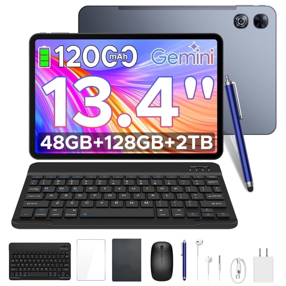 POCKAM P13 Gemini AI Android 16 Tablet,13.4 inch Tablets,48GB RAM 128GB ROM, 12000mAh Battery,2.4K 120Hz ,13MP + 8MP Camera, Dual Speakers