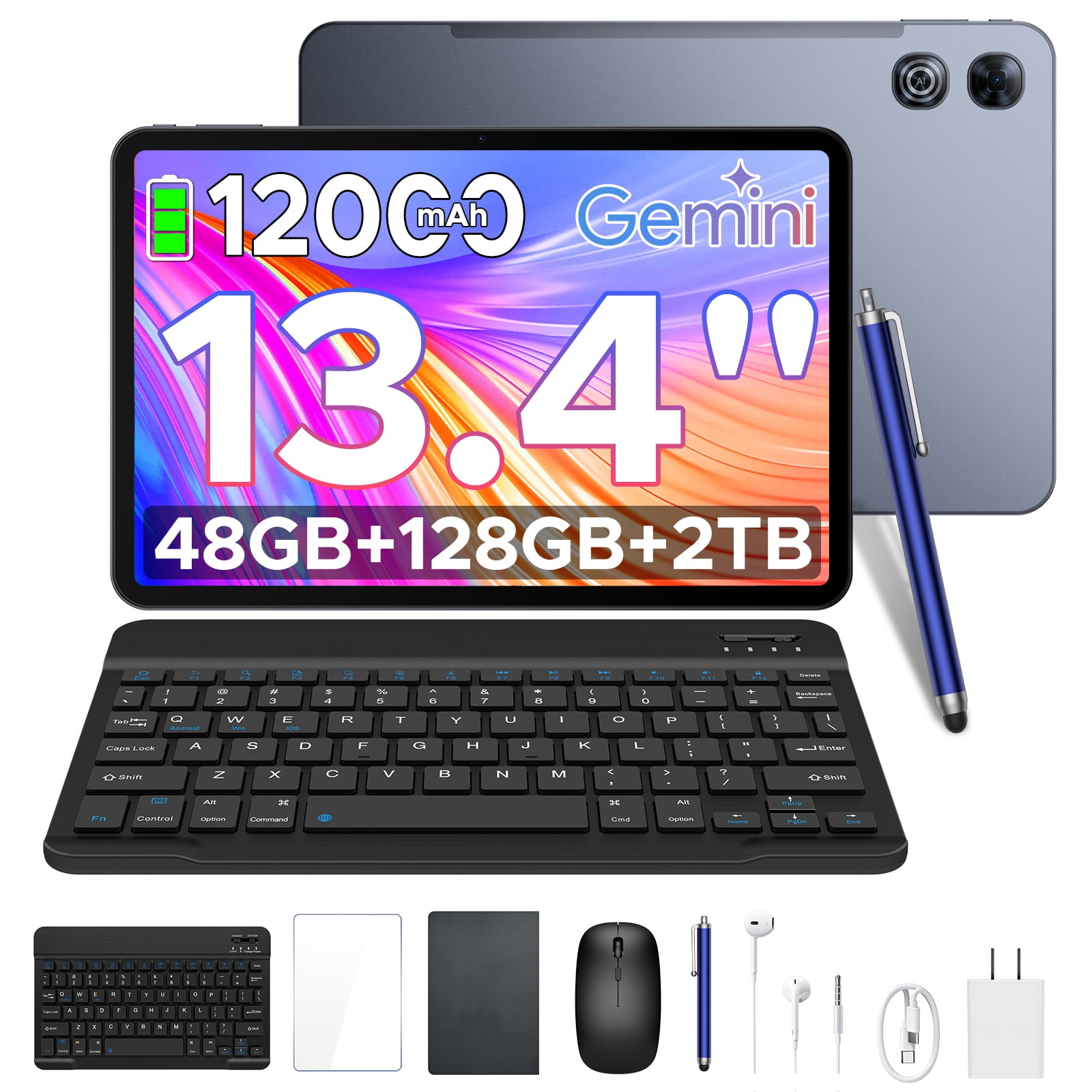 POCKAM P13 13.4 Inch Tablets, 2.4K 120Hz Android 16 Tablet with Gemini ...