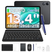 POCKAM P13 Android 16 Tablet, 13 inch Tablet with Gemini AI, IPS 2.4K, 120Hz, 48GB RAM+128GB ROM/2 TF, 12000mAh/18W, T7280 Octa-Core, 16MP, Face ID, 5G WiFi, GPS, OTG, Tablet with Keyboard Stylus