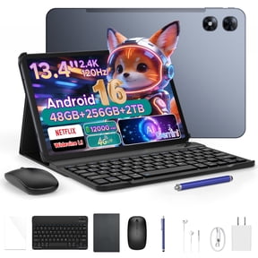 POCKAM P13 Pro Gemini AI Android 16 Tablet, 13.4 inch Tablet, 48GB RAM 256GB ROM, 120Hz, 12000mAh, 16MP+8MP, 7.7mm Body, 5G WiFi, 4G LTE, Tablet with Keyboard, Pen